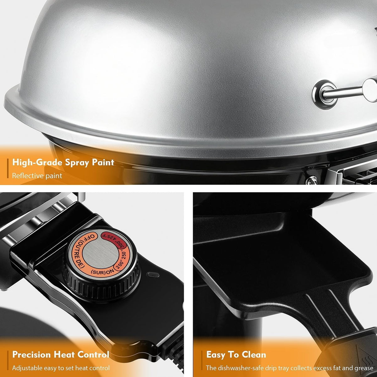 1600W Silver Electric BBQ Grill