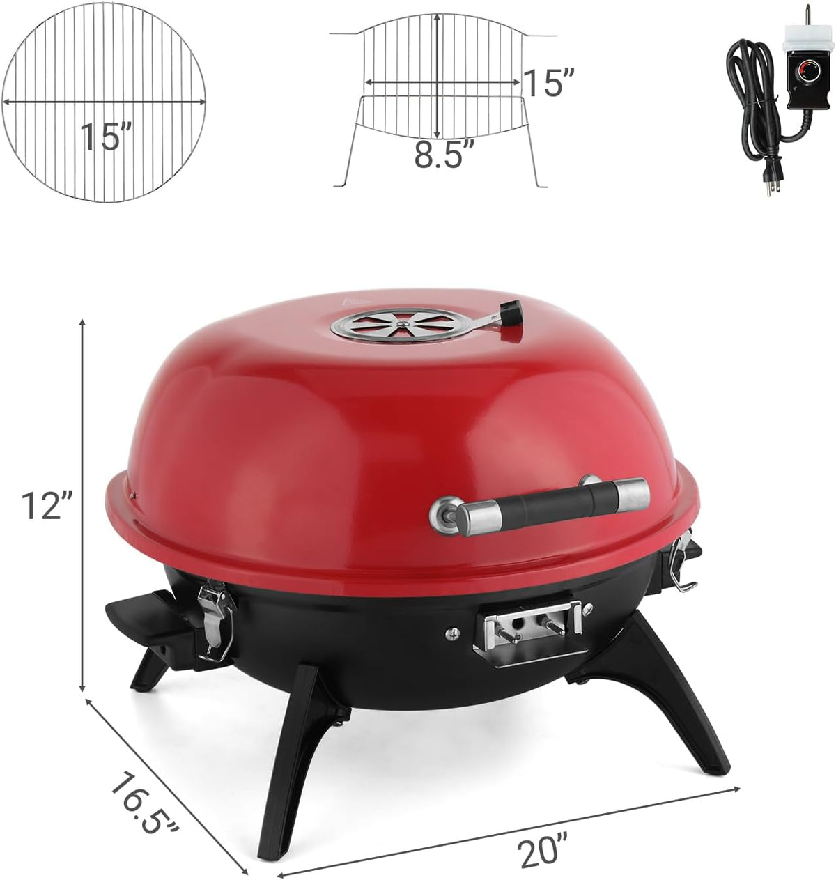 Red Portable Electric BBQ Grill