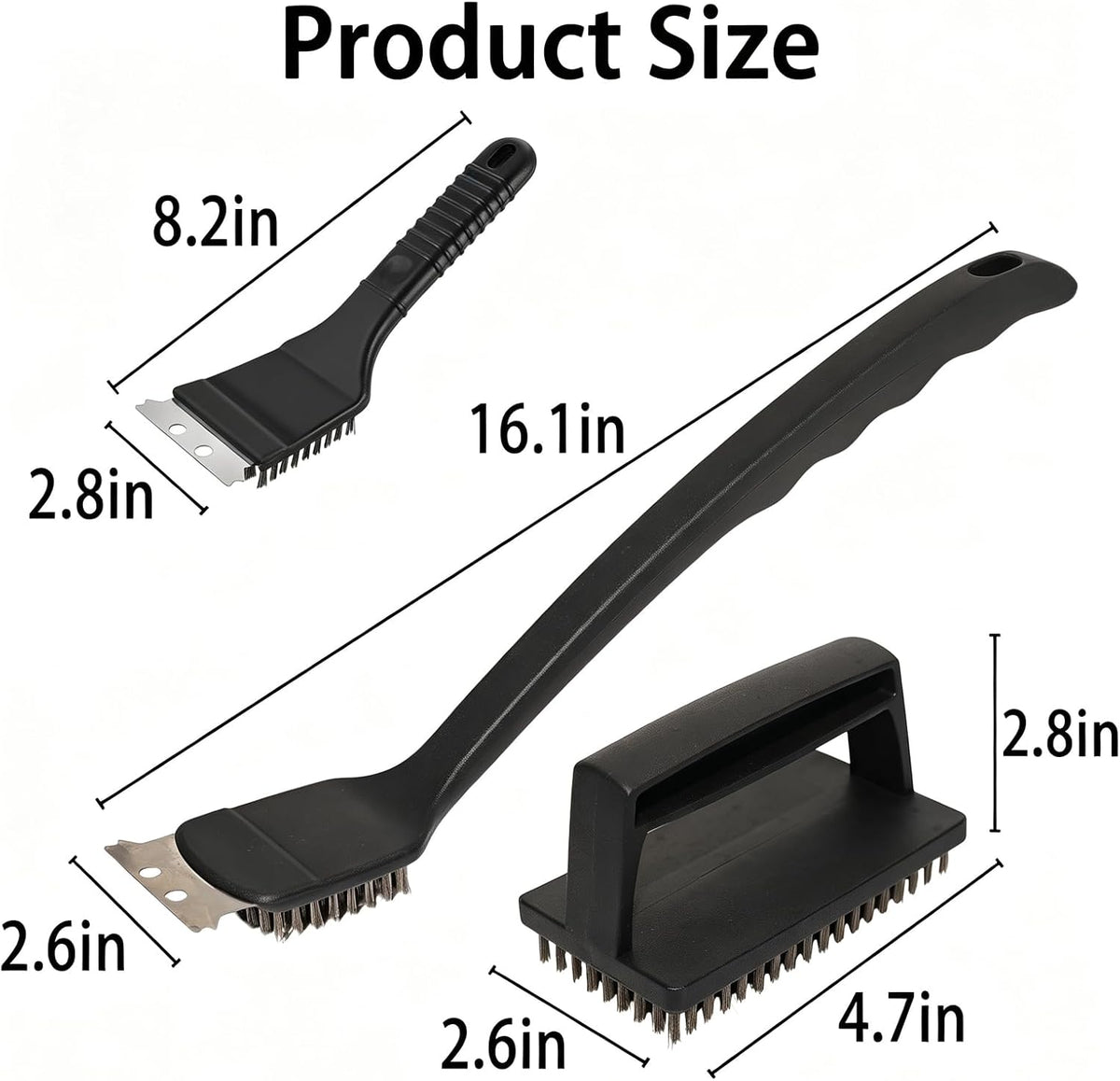 15.75" Long Handle Steel BBQ Brush & Scraper
