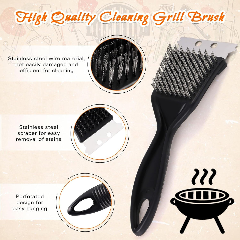 2Pcs Stainless Steel BBQ Brush & Scraper