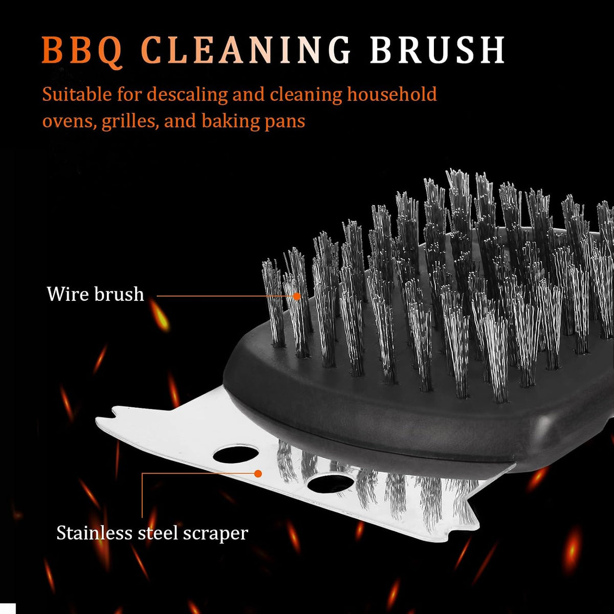 15.75" Steel Bristle BBQ Brush & Scraper