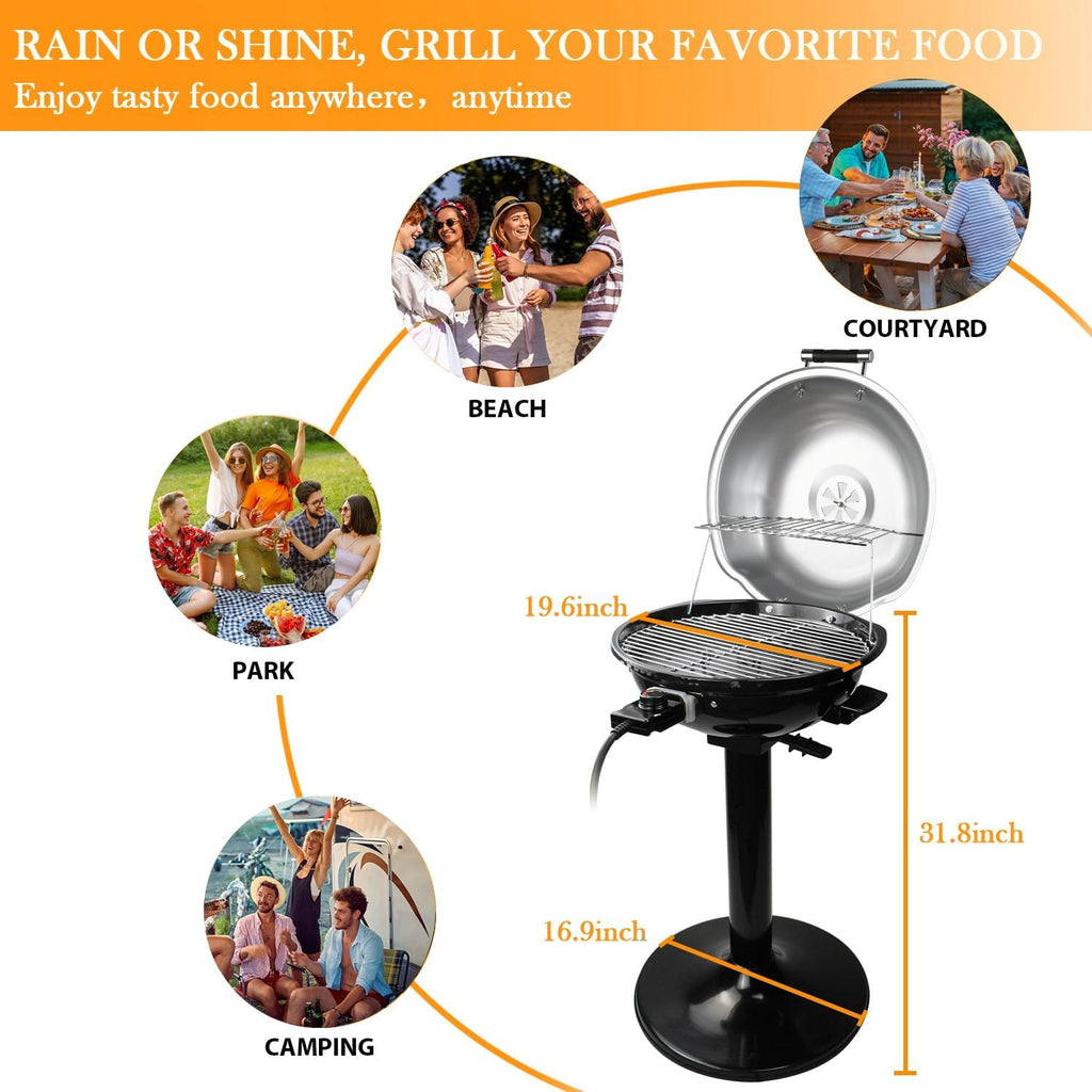 1600W Silver Electric BBQ Grill