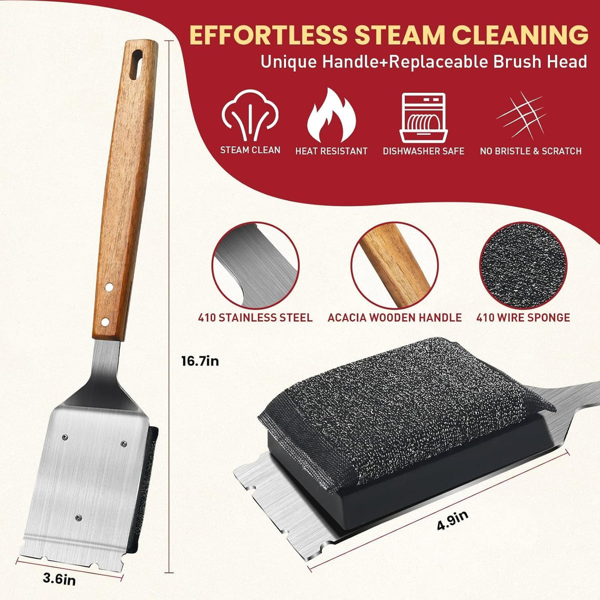 Bristle-Free BBQ Grill Brush
