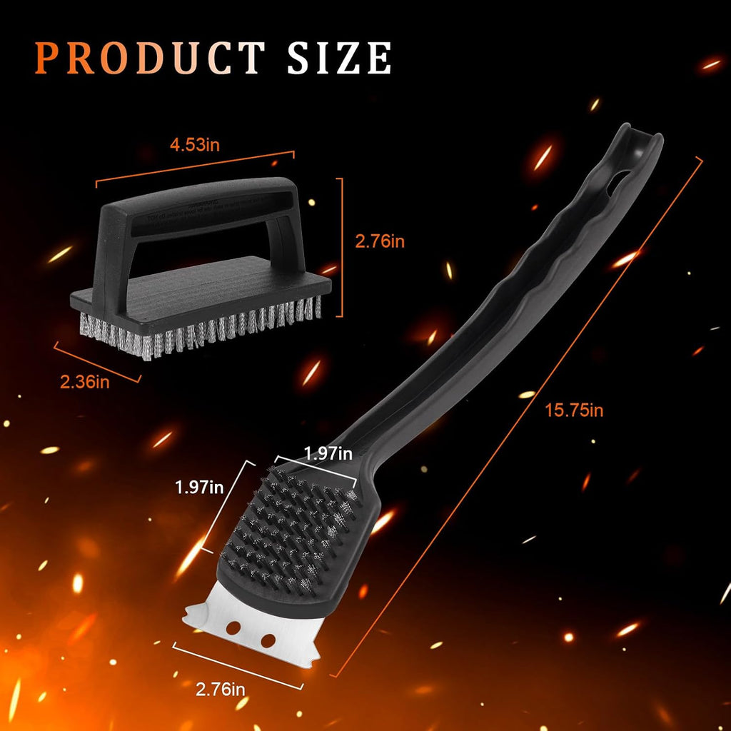15.75" Steel Bristle BBQ Brush & Scraper