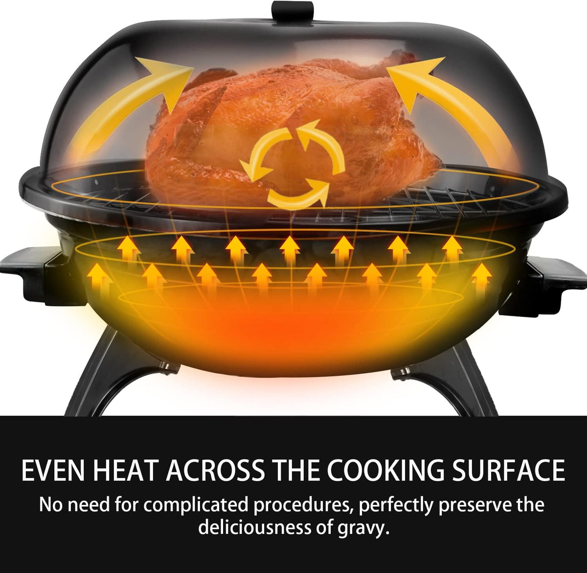 1600W Black Tabletop Electric Grill
