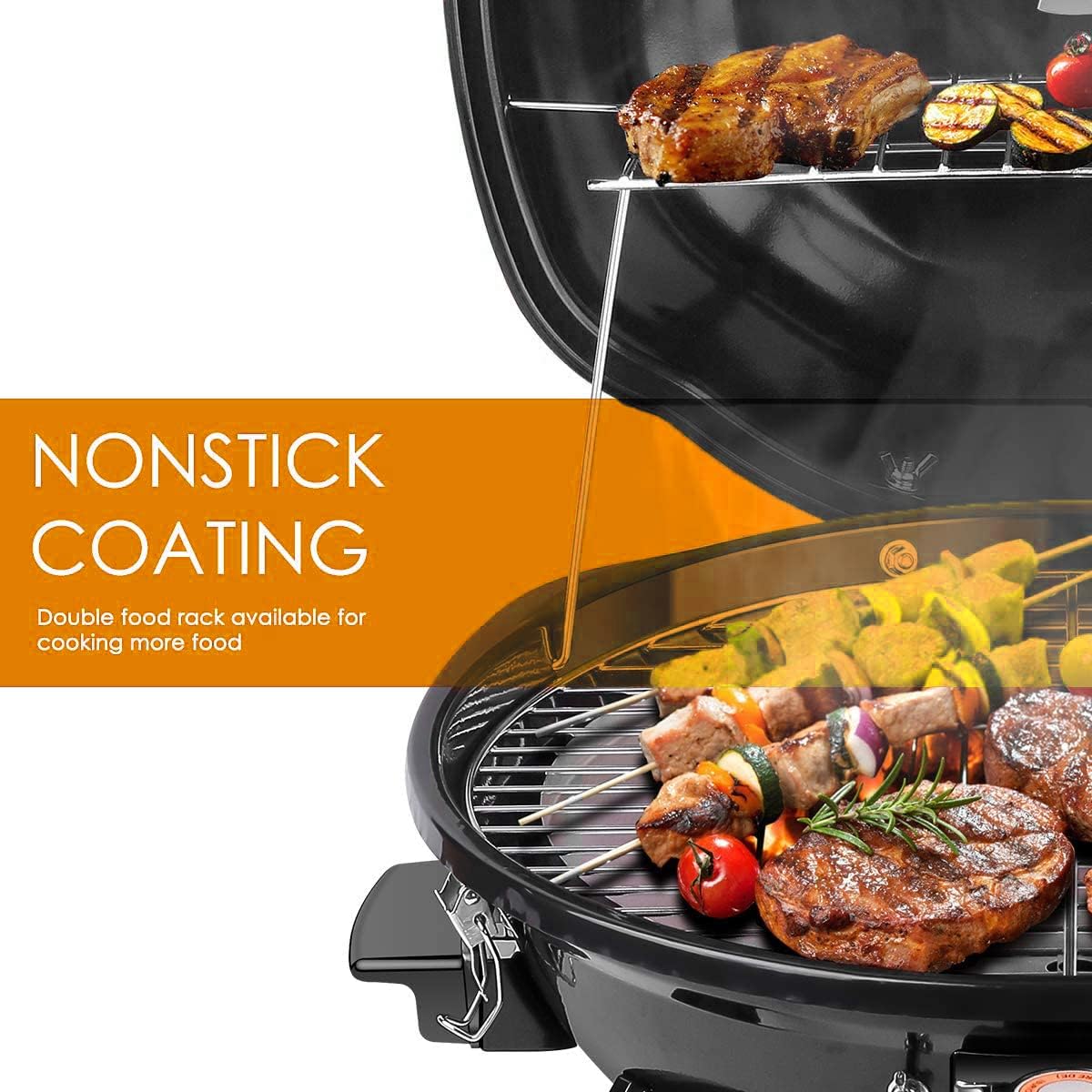 1600W Black Tabletop Electric Grill