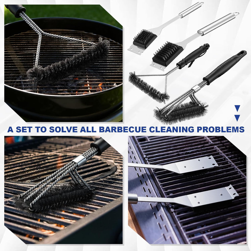 4Pcs 304 Stainless Steel BBQ Brush Set
