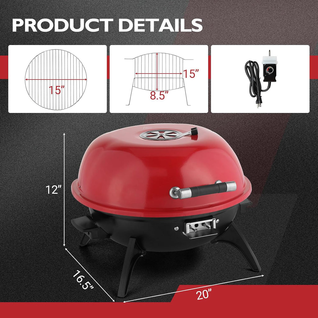 1600W Red Electric Grill
