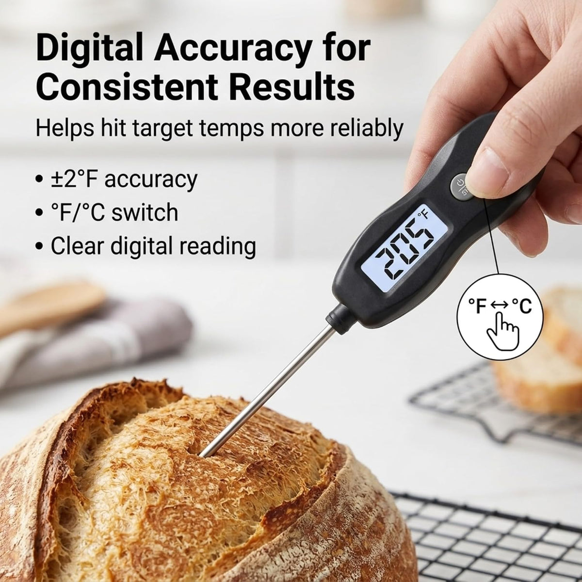 Waterproof Instant Read BBQ Meat Thermometer