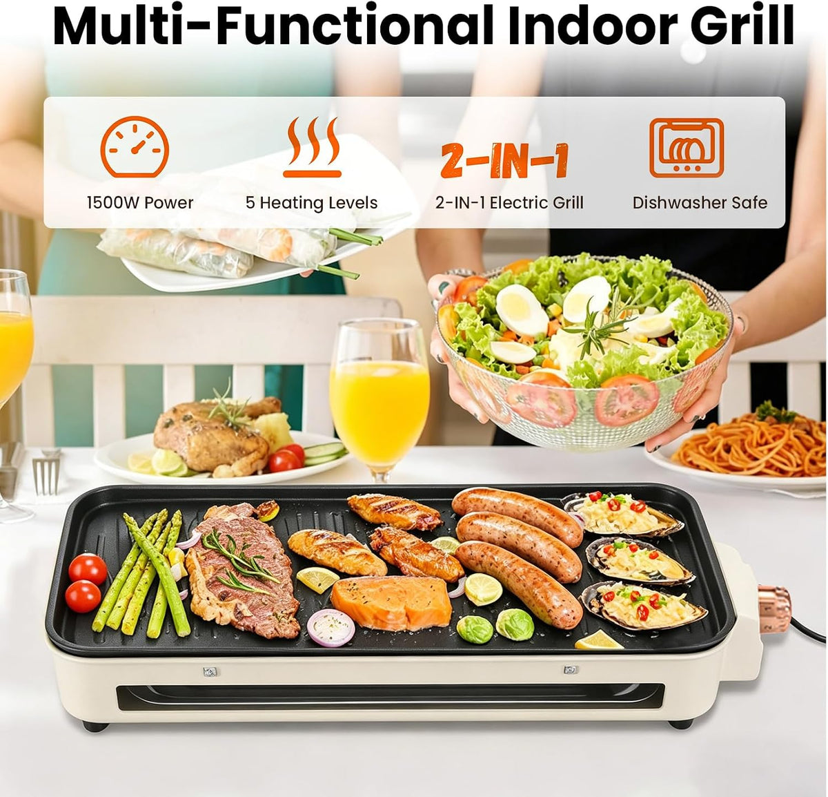 1500W Smokeless Indoor Raclette Grill