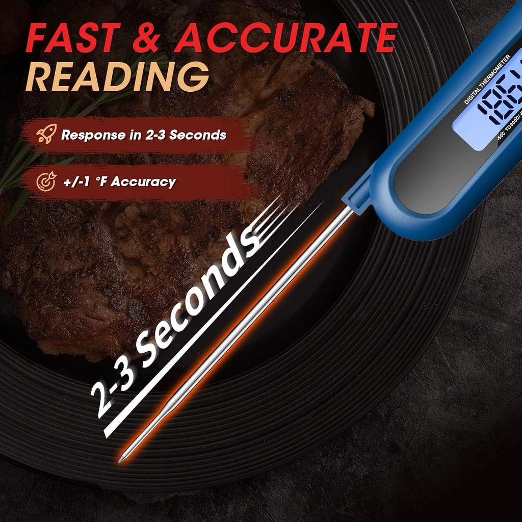 Blue Instant Read Digital Meat Thermometer