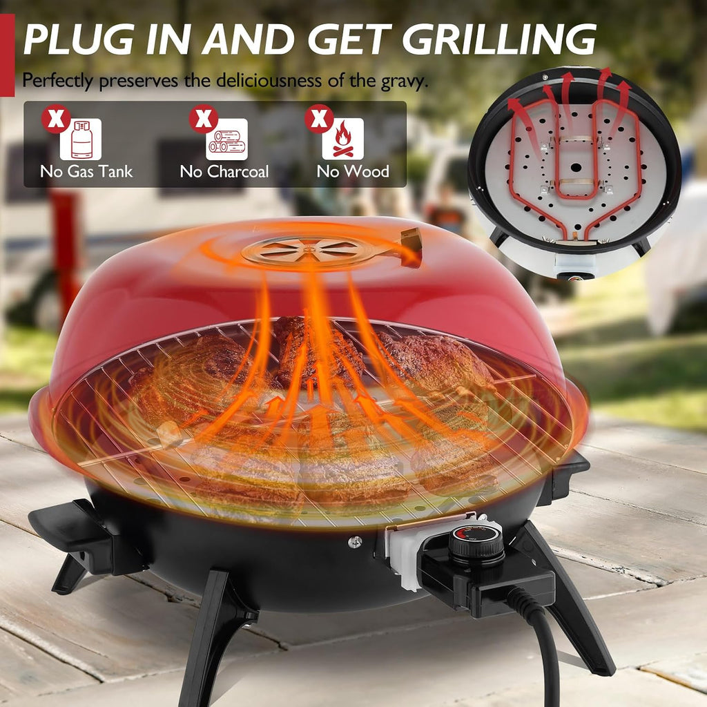 1600W Red Electric Grill
