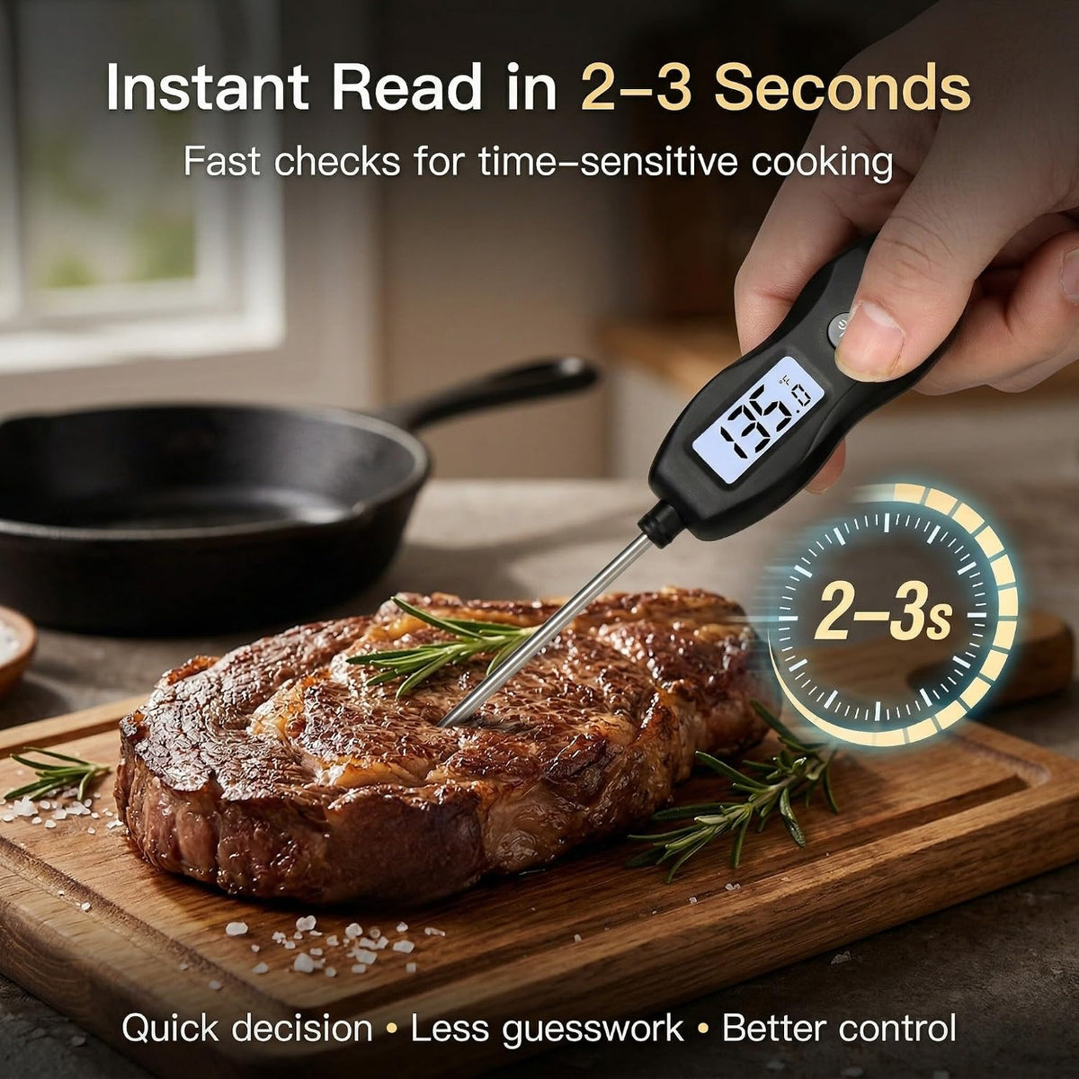 Waterproof Instant Read BBQ Meat Thermometer