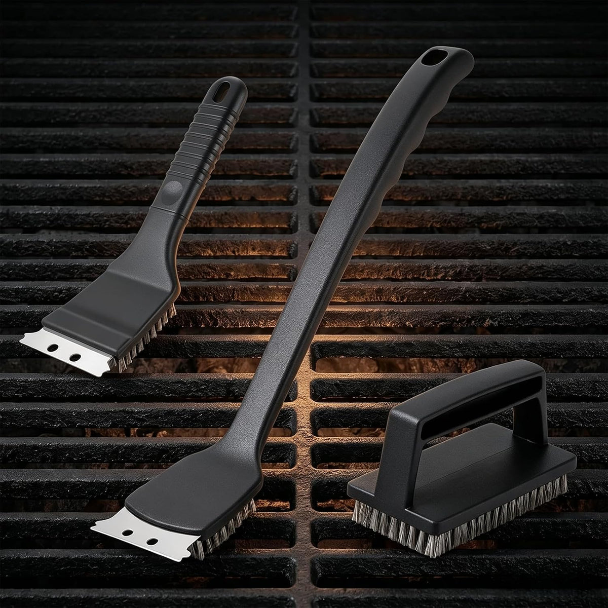 15.75" Long Handle Steel BBQ Brush & Scraper