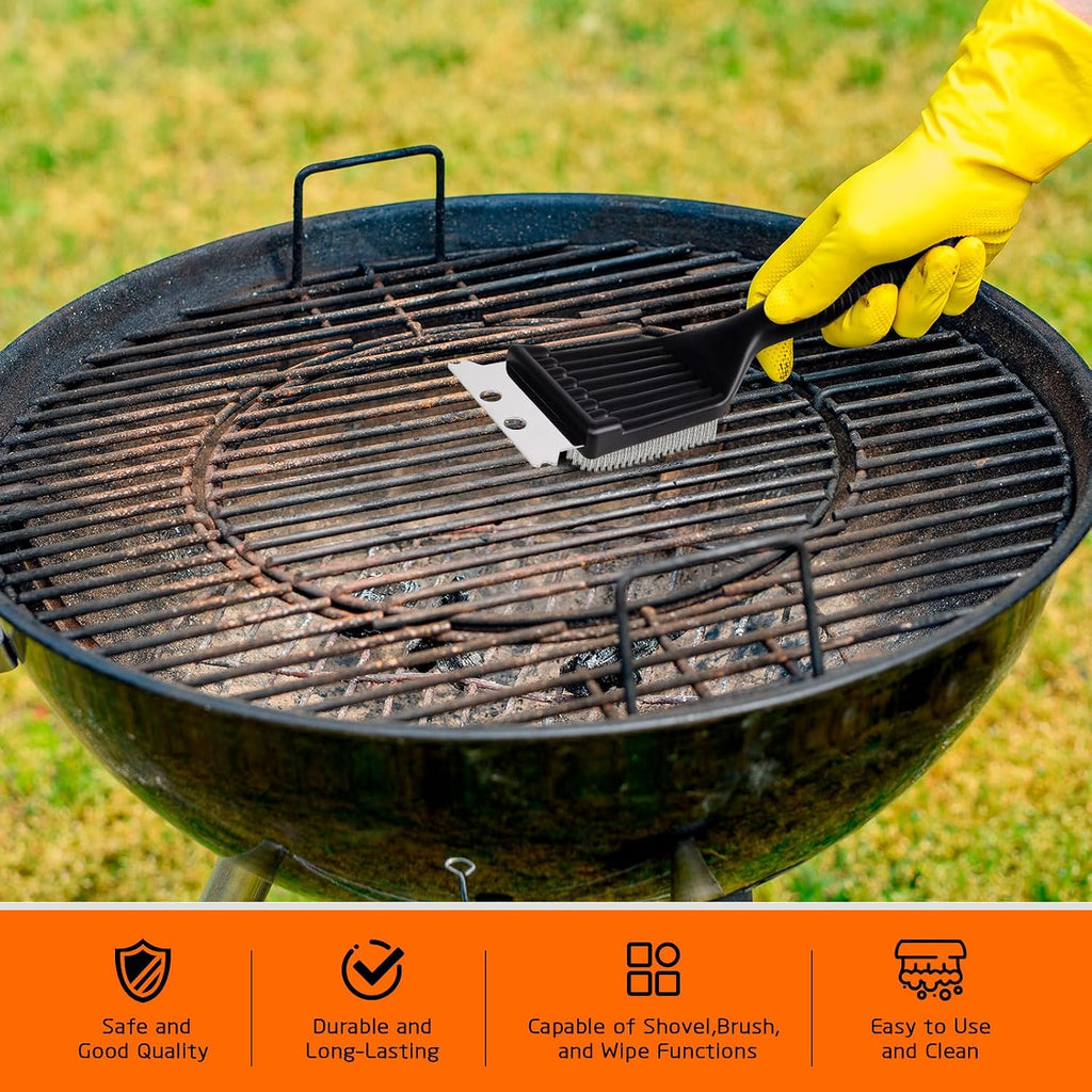 2Pcs Stainless Steel BBQ Brush & Scraper