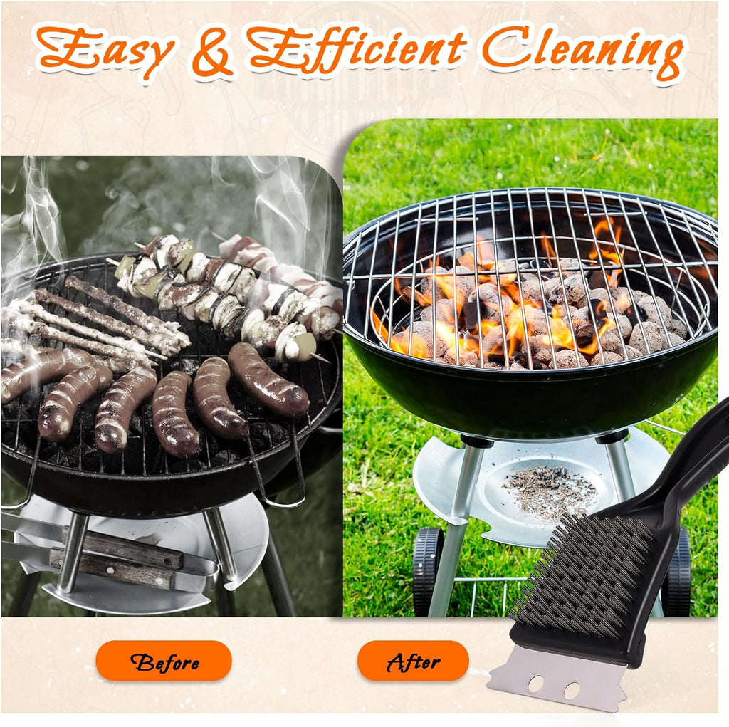 2Pcs Stainless Steel BBQ Brush & Scraper