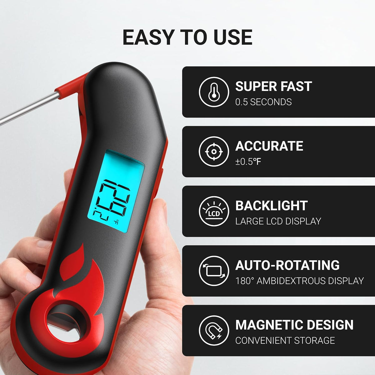 0.5 Sec Instant Read Meat Thermometer