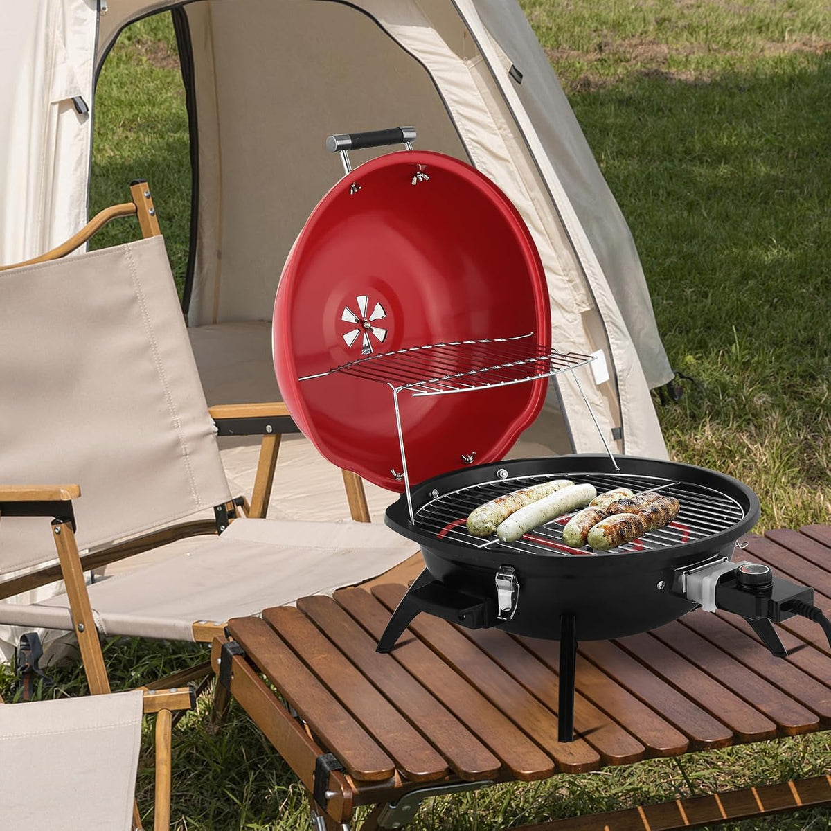Red Portable Electric BBQ Grill