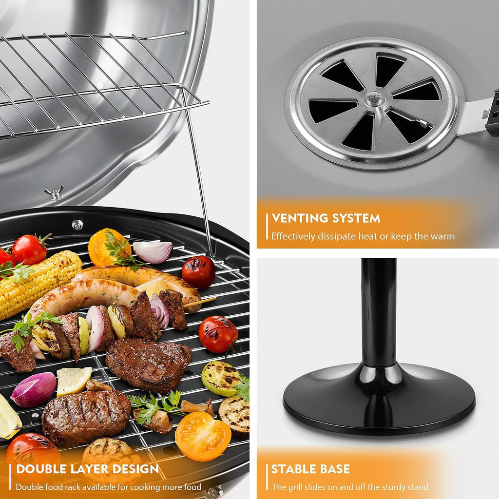 1600W Silver Electric BBQ Grill