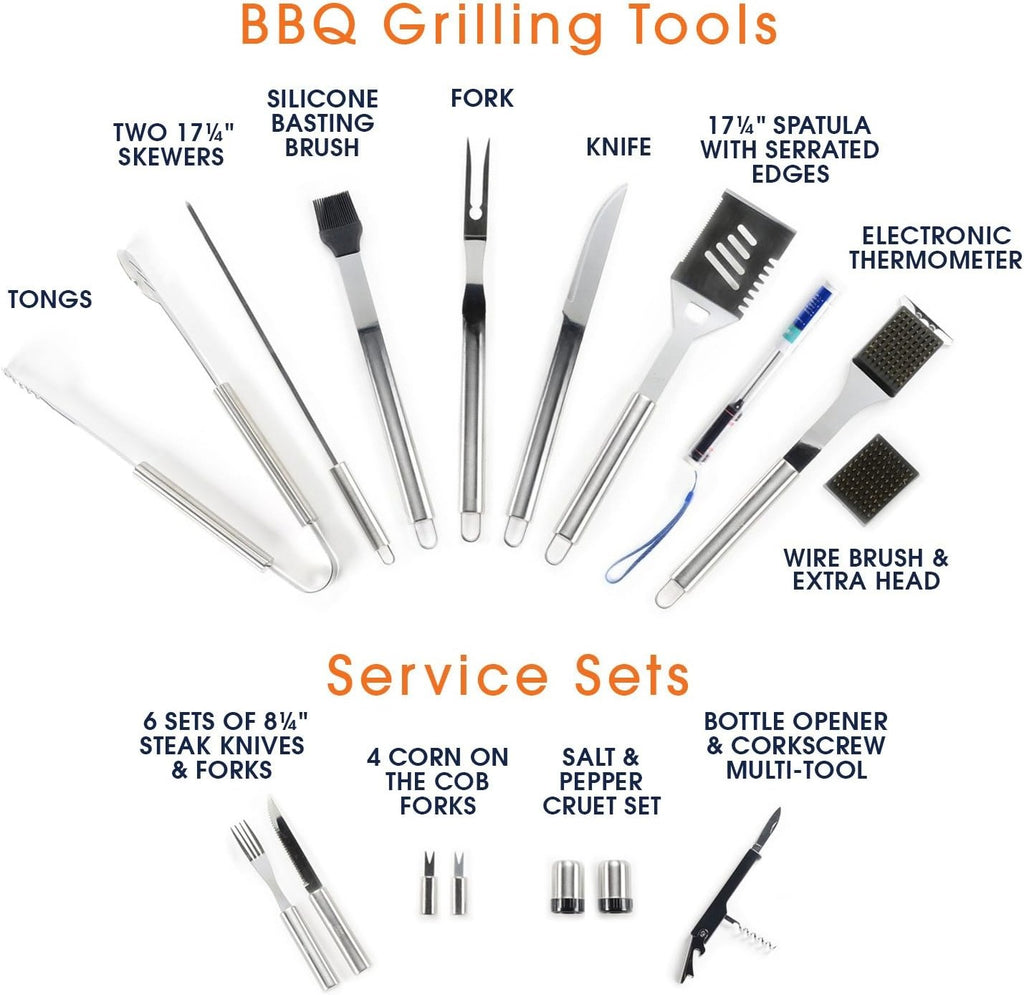 30-Piece Stainless Steel BBQ Tool Set
