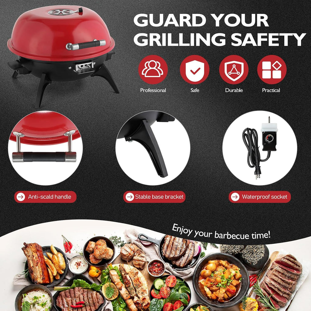 1600W Red Electric Grill